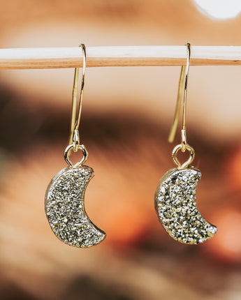 Crescent Grey Druzy Earrings Women's Stone Earring
