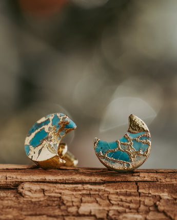 Lakeside Crescent Turquoise Stud Earrings Women's Stone Earrings