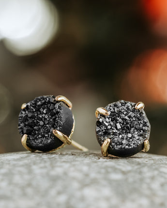 Bloom Midnight Black Druzy Earrings Women's Stone Earring
