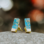 Lakeside Rectangle Turquoise Stud Earrings