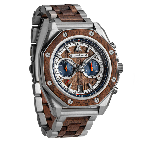 Mission Walnut Silver Men's Stainless Steel Wooden Watch