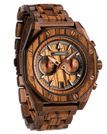 Mission Zebrawood Patina Bronze Men's Stainless Steel Wooden Watch
