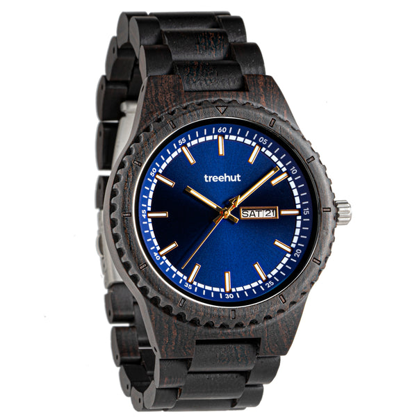 Classic Day-Date Ebony Blue Rosegold Men's Wooden Watch