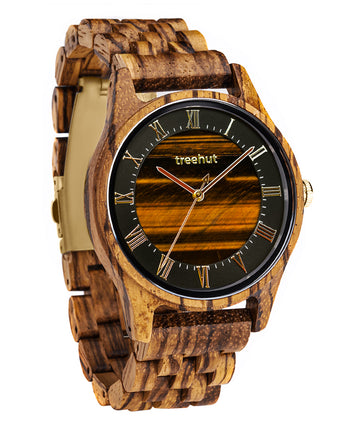 Sojourn Tiger Eye Zebrawood Men's Marble Wooden Watch