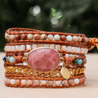 Pink Rhodonite Stone Wrap Bracelet