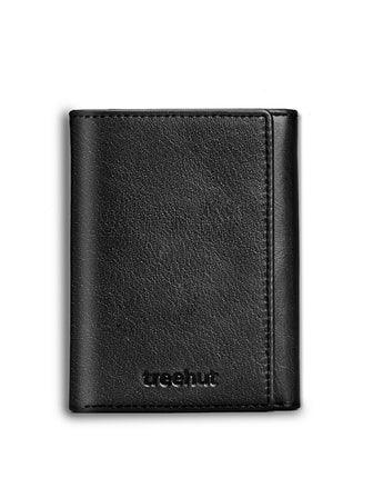 Black Tri-Fold ID Wallet  Men's Genuine Leather Wallet