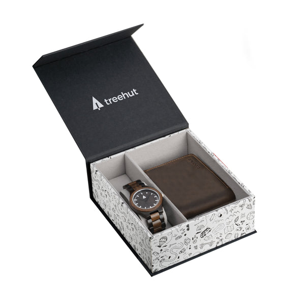 luxury set featuring a beautifully patterned wallet plus watch. LIMITED EDITION LUXURY GIFT SET PEN CUFFLINK WATCH WALLET  main image 3