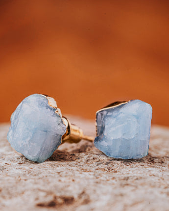 Flow Aquamarine Stud Earrings Women's Stone Earrings
